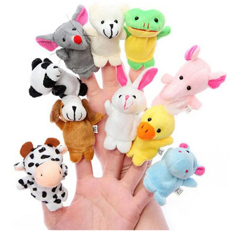 10Pcs SET of Cute Cartoon Animal Finger Puppet Plush Toys Child Baby Favor Dolls 