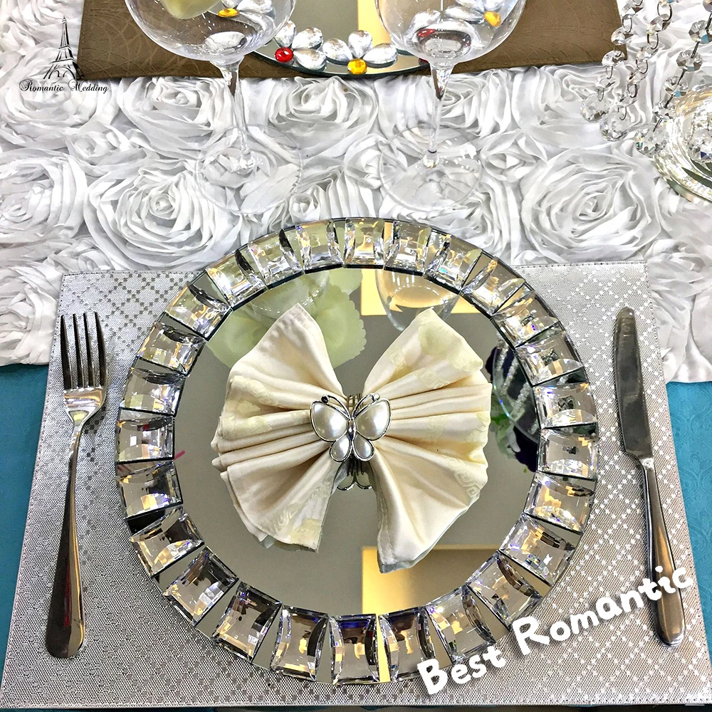 Luxury Glass Plate Mirror Charger Plates For Weddings Wholesale Charges