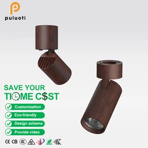 Nordic Walnut 3500K LED Spot Light Aluminum Anti-Glare Adjustable Angle Modern Indoor Home Living Room Spotlight Surface-Mounted