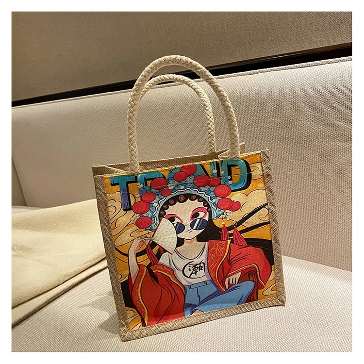 Borsa Tote Ecologica in Lino per Sublimazione, Borse in Juta, Borsa da Spiaggia in Juta in Vendita