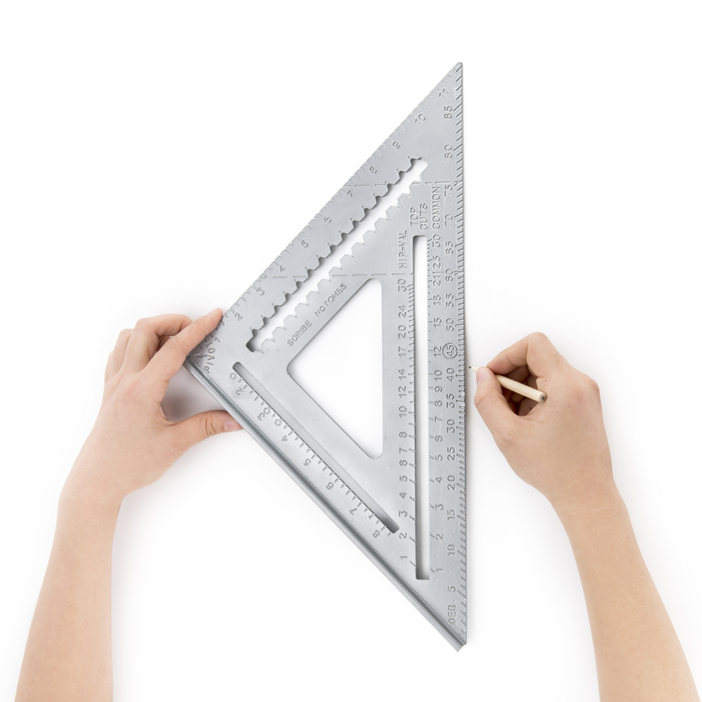 12in Aluminum Alloy Metric Inch 45 90 Degree Triangle square Ruler Woodworking and Carpentry Speed