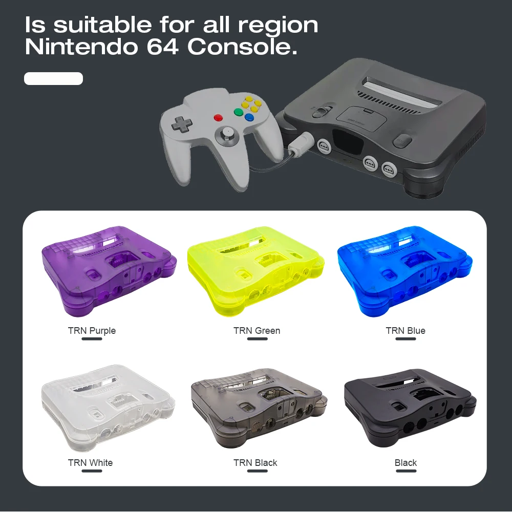 Bitfunx Transparent Ice Blue N64 Replacement Shell for Nintendo 64