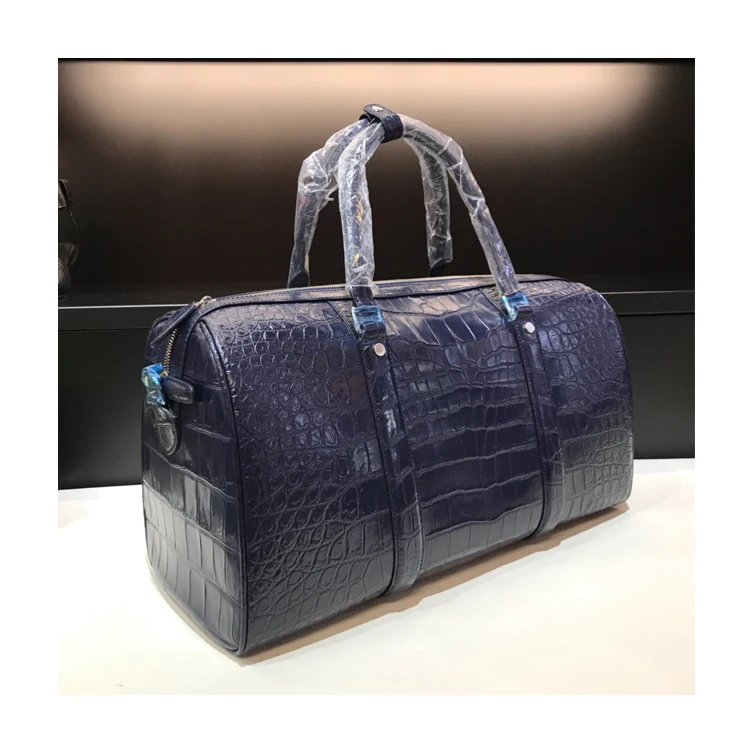 Large capacity top quality exotic genuine crocodile leather skin duffel travel bag