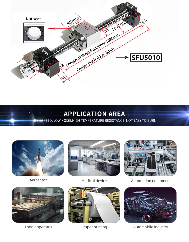 Rotating Single Ballnut Ball Screw Set Sfu 1604 1605 1610 Series