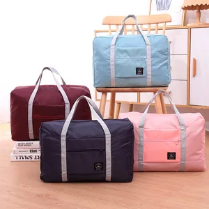 Lightweight Aircraft Travel Tote Duffle Bag Men's Women's New Leather Folding Hand Luggage Zipper Storage for Clothes Fashion