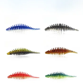 Threaded Grub Straight Tail Soft Lure, Rock Fishing Bait for Bass Mandarin Fish Texas Rig Jig Head Hook – Soft Lure – view 5