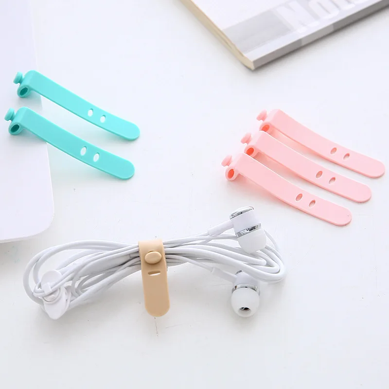 Anti-loss earphone storage silicone strap Strapping tape Cable organizer Clip collector cable organizer factory