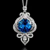 Platinum Blue pointed crystal pendant with Chopin chain