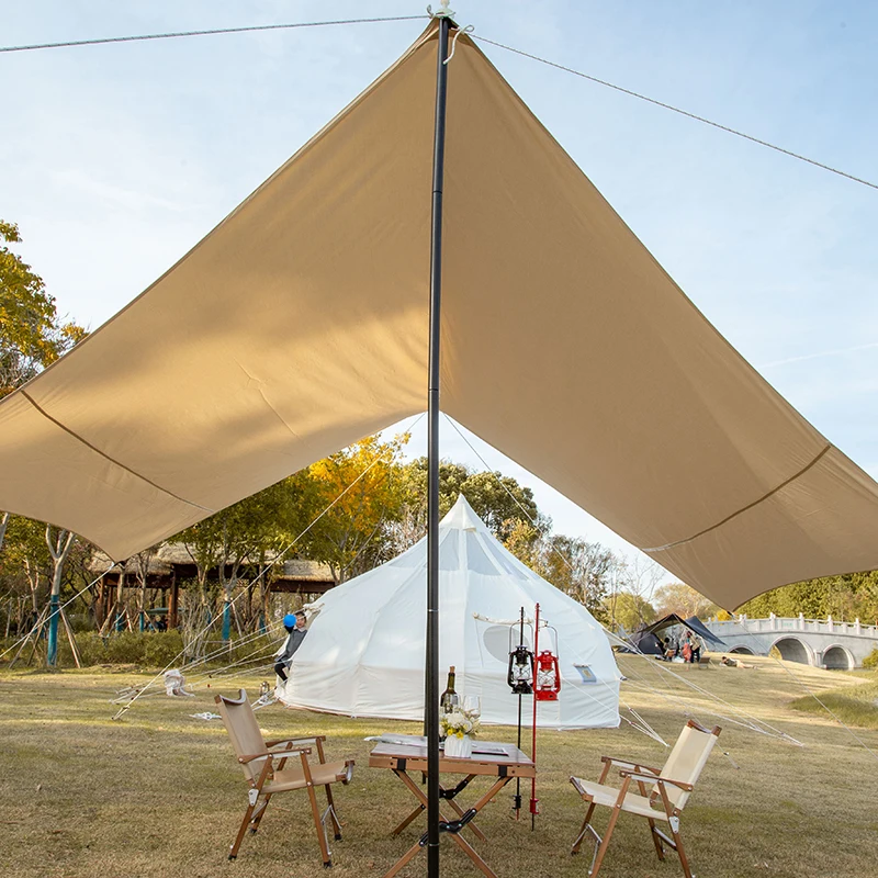 Glamping Luxury Outdoor Retractable Large Portable Folding Awning Cotton Canvas Sun Shelter Tent