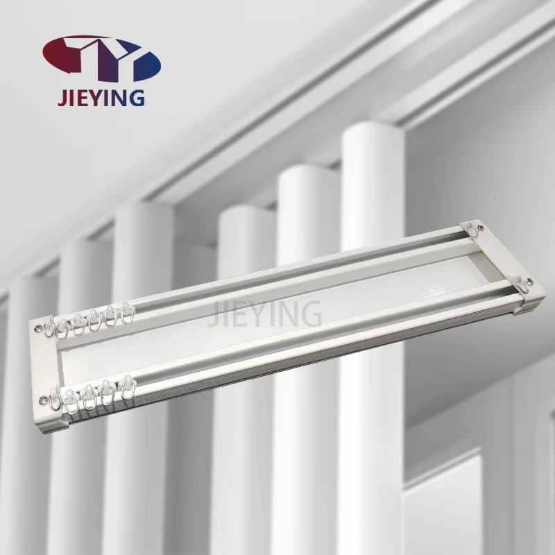 Jieying Aluminum Ceiling Double Curtain Rail Recessed Curtain Poles Suspended Ceiling Double Curtain Track