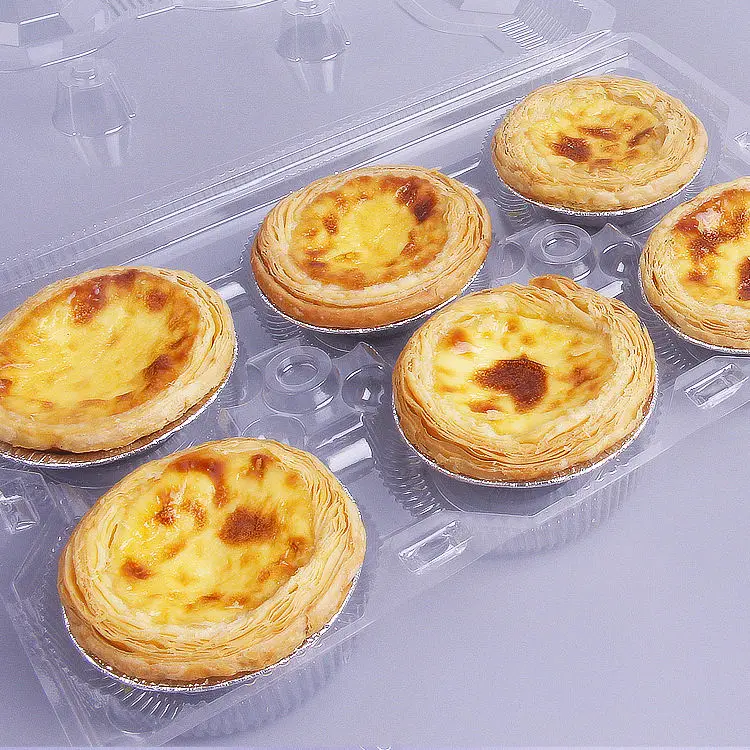 High Quality PET Plastic Transparent Tray Blister Cake Box for Pastry Cake Egg Tart Packaging