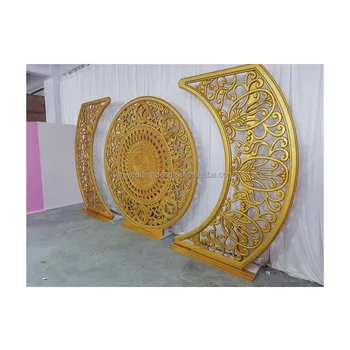 Indoor wedding Palace wedding gold carved flowers backdrop stand for wedding event props