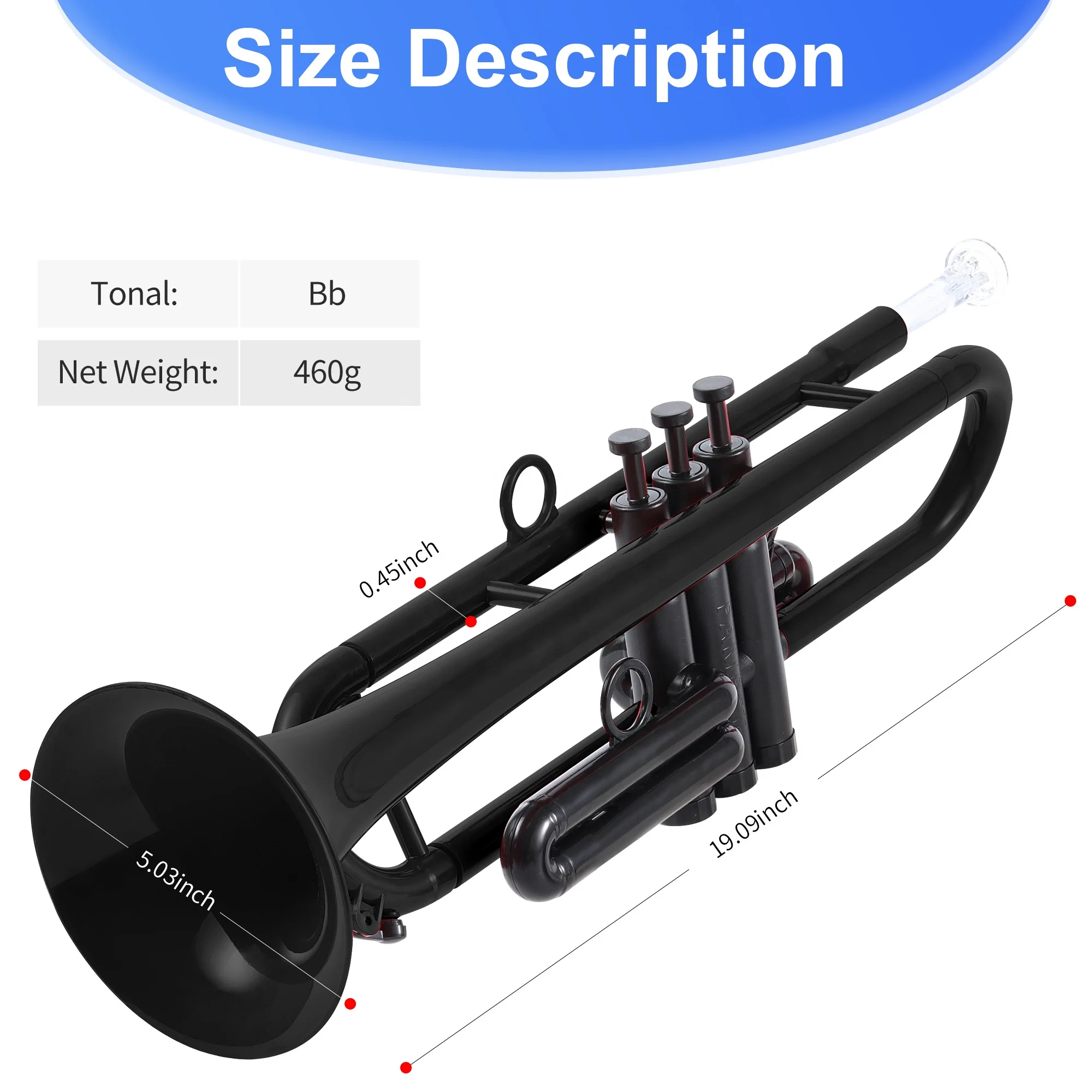 Bb Trumpet Standard Trumpet Set With Carrying Case Lightweight Plastic