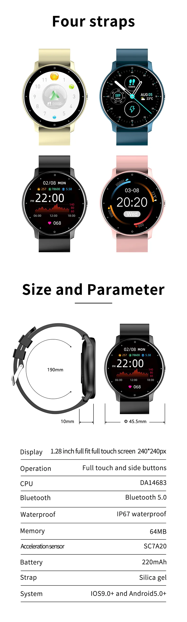 Smart Sports Watch Mat Häerzfrequenz A Schlofmonitor_voghion.com