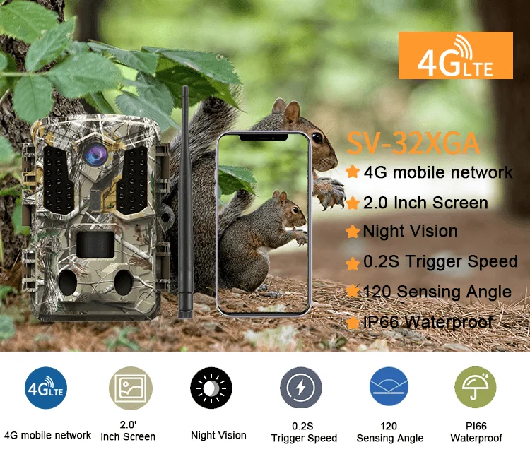 32mp App Control Sim Card Cellular Hunting Camera Wildlife 4g Lte Trail