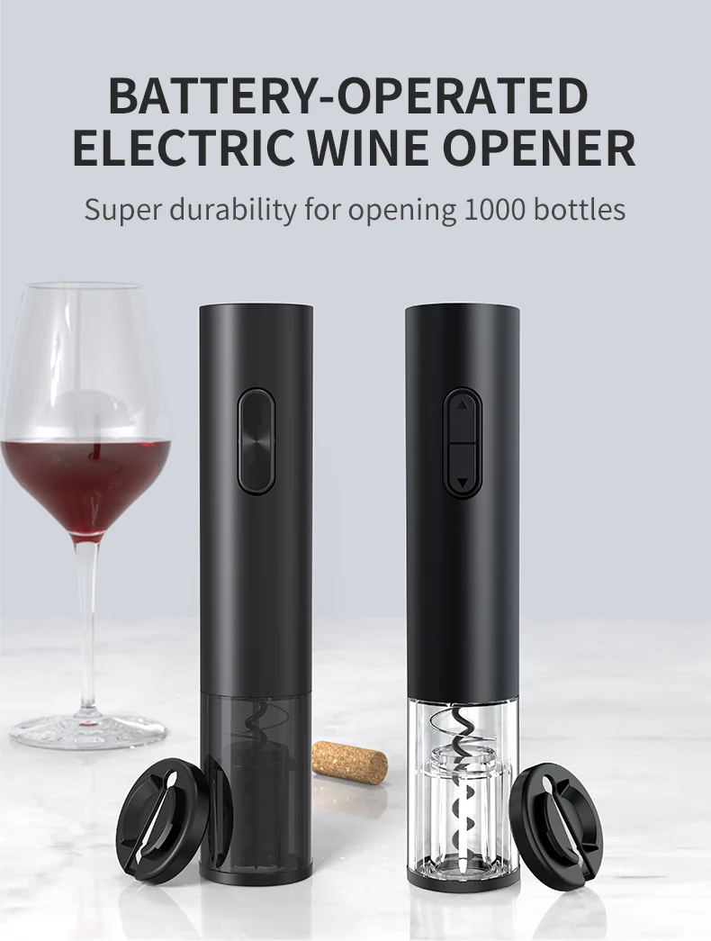 Fashionable Automatic Electric Wine Bottle Opener with Cork Screw Eco-Friendly Visualization Style