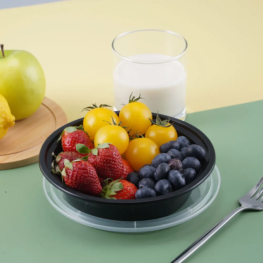 Disposable Plastic Take Away Food Containers Lunch Box White Round