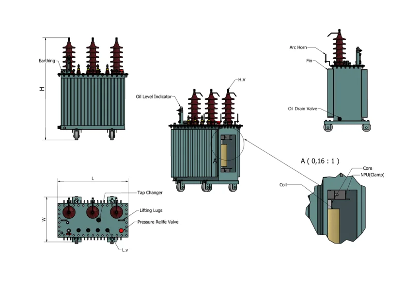 Electric Power Transformer 11/0.4 kv 315kVA 400kVA Oil Immersed Copper Winding Three Phase Power Transformer Price manufacture