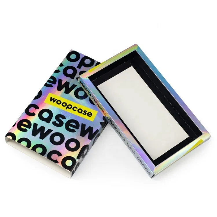 Alphabet design and printing fancy custom small gift drawer slide paper boxes silver paper drawer box for phone case