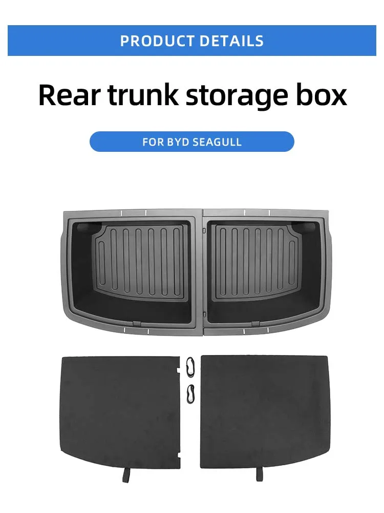 Car Cargo Storage Box Rear Trunk Organizer Trunk Storage Compartment Boxes For BYD Seagull 2023 2024 details
