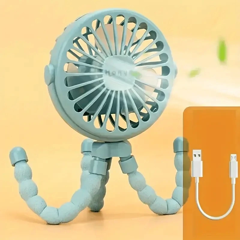360 Degree Rotate Flexible Tripod USB Rechargeable Clip on Fan Battery Operated Personal Small Portable Baby Stroller Fan