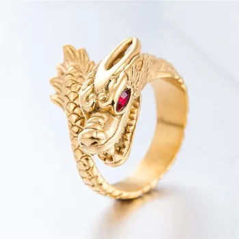 Bague Homme Dragon Chinois En Argent 925 - Pierre Rouge - Taille Réglable - Neuve Étiquetée