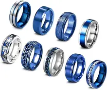 China Fastory Wholesale Price Bule and Silver Plated Men and Women Tungsten Wedding Band Ring 6mm 4mm 8mm