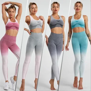 Cikini Women's Solid Color Active Wear Sexy Breathable Quick Dry Yoga Pants Seamless Jogger Leggings Running Clothing Sets
