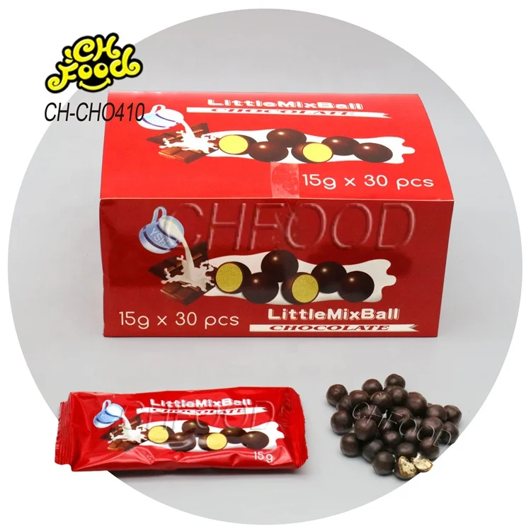 Custom Halal Snack Sweet OEM Chocolate Coated Crispy Cereal Puffed Ball Chocolate Beans China Candy for Kids