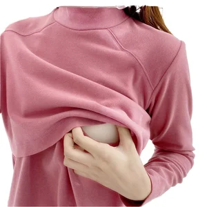 Sustainable Multi-functional Maternity Semi-high-neck Long-sleeved Breastfeeding T-shirt