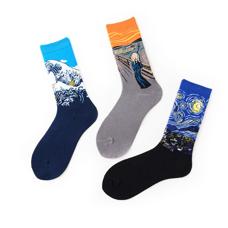 Wholesale Art Cartoon Assorted Colorful Hot Sox Men's Artist Series Crew Cotton  Custom Socks