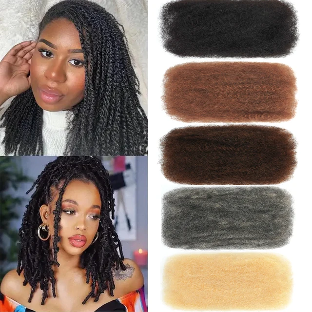 KAMA Afro Kinky Bulk Human Hair Brazilian Micro Twist Braiding 12 Inches Remy Hair Weaving Curly 100% Natural Kinky for Braids