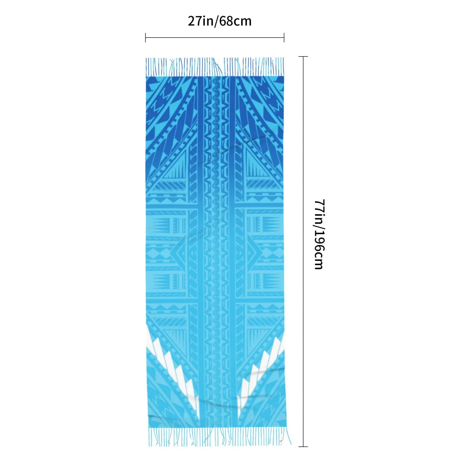 High Quality Customized Warm Winter Pashmina Shawl Scarf With Tassel Blue Polynesian Samoa Tribal Design Poncho Shawl Scarf_voghion.com