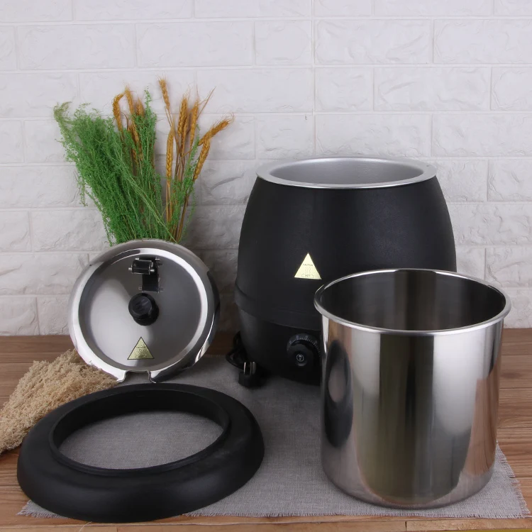 Commercial Round Restaurant Equipment 10 Liter Stainless Steel Food Warmer Hotel Buffet Electric Soup Warmer_2