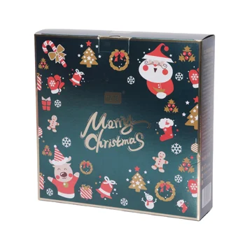 China customizable logo and size paper postage box dark green printed packaging box for Christmas sweets
