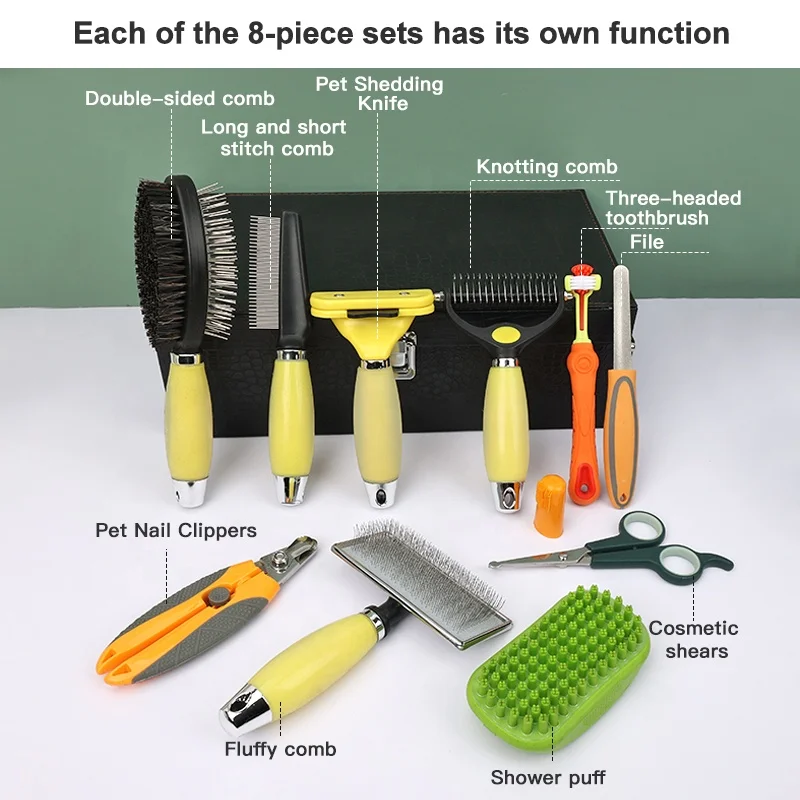 Factory Wholesale Custom Portable Multifunction 11 in 1 Pet Cleaning Grooming Products Cat Dog Grooming Kit