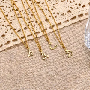 Custom Fashion Waterproof Stainless Steel Necklace 26 English Initial Letter Diy Pendant Necklace for Women