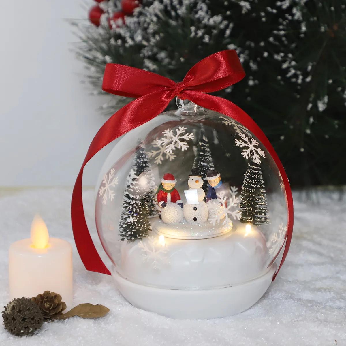 led christmas glass baubles ball clear decorate christmas glass items musical snow globe glitterdome