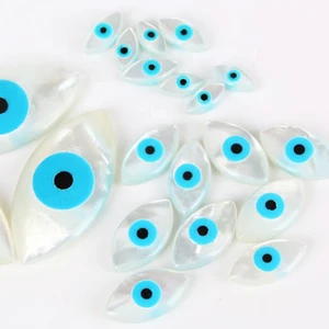 Wholesale Factory Price Natural White Mother of Pearl Shell Eye Cut Eye Charm Mineral Gemstones 10x20mm