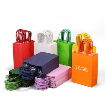 factory price Custom Paper Bags Custom Logo Printing Recyclable Reusable Gift Bags Takeaway Paper Bags Multiple Sizes