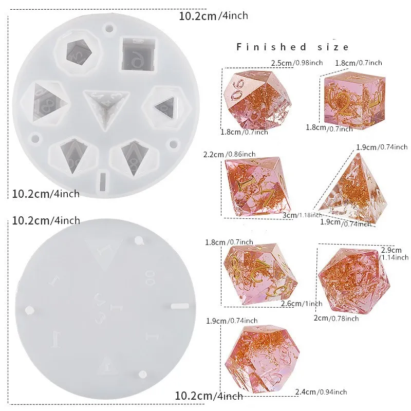 Dice Resin Molds Silicone,7 Design Diy 3d Silicone Dice Mold For Resin