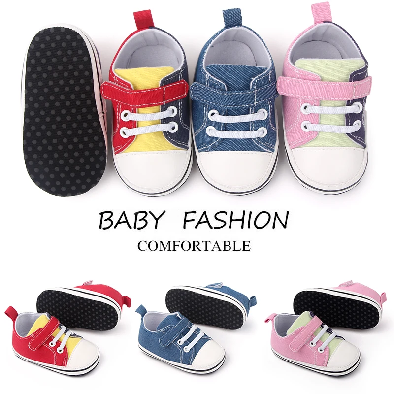 Hot Selling Soft Sole Patchwork Canvas Baby Newborn Toddler Shoes Casual Cheap Canvas Shoes 2022 manufacture