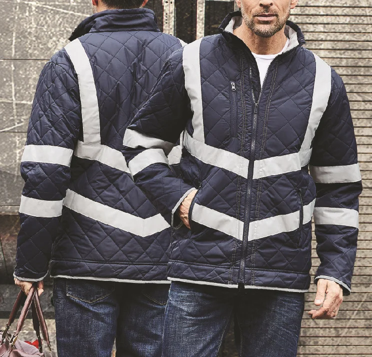 Custom reflective cotton coat Hi-Vis reflective safety jacket outdoor construction warm polar fleece
