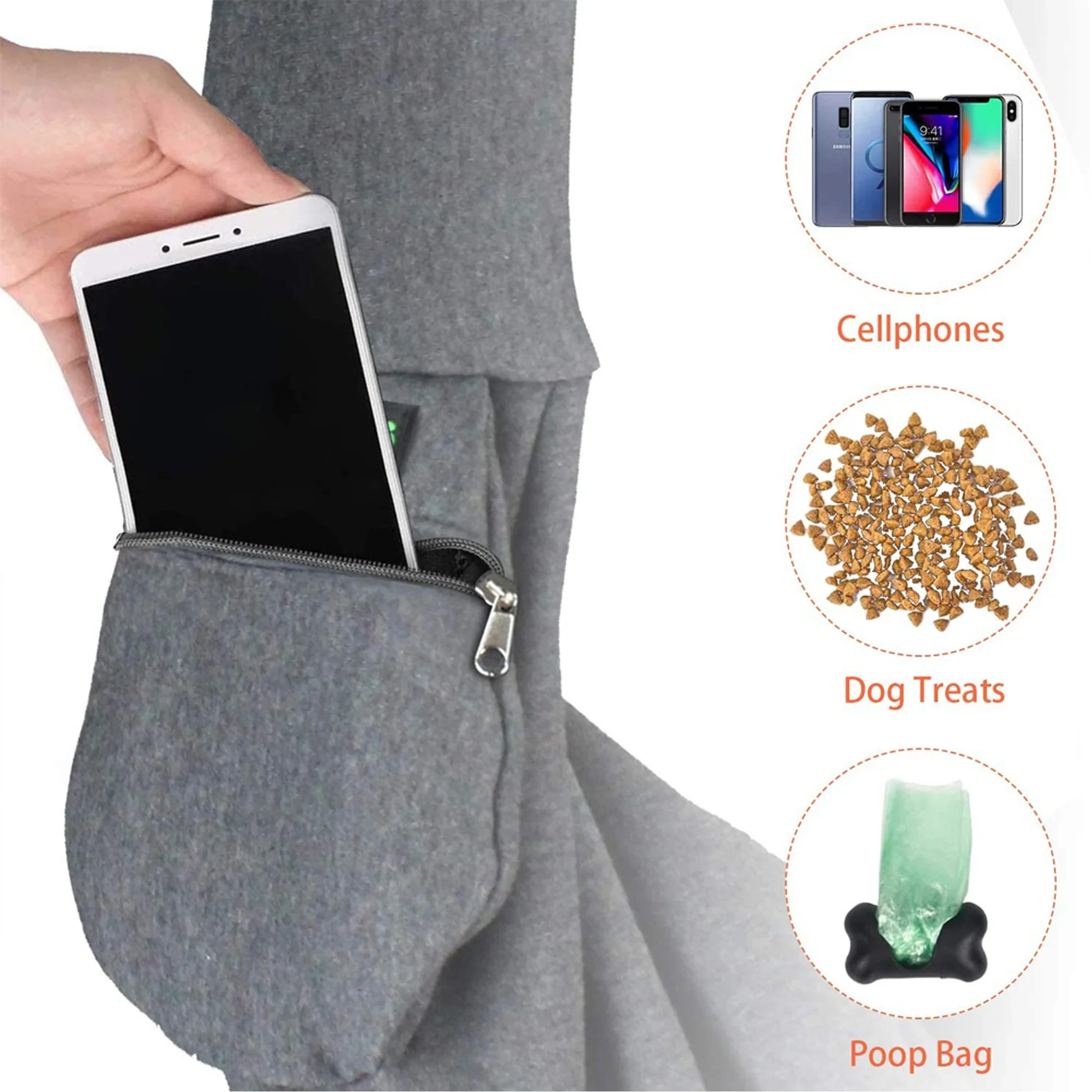 Solid Pattern Dog Carrier Oxford Material Puppy Pouch Pet Carrier Sling with Button Closure Breathable and Foldable Washable