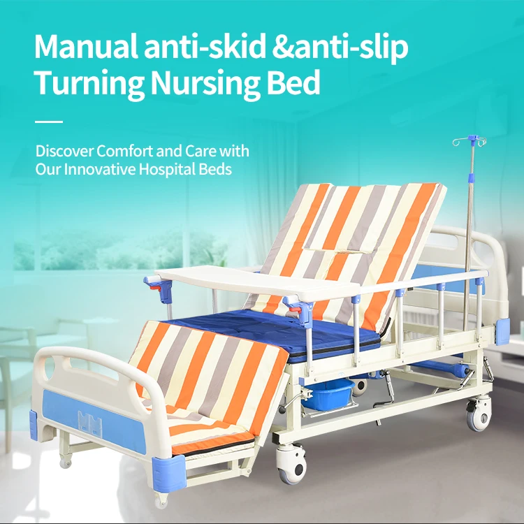 Full-Curved Anti-Slip Adjustable Modern Infusion Nursing Unit Manual Invertible Medical Bed with Metal Construction 6