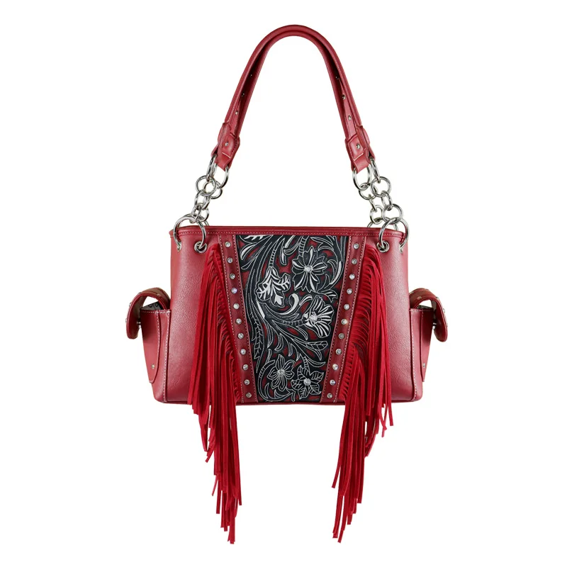 Western Cowgirl Fashion Style Leather Fringe Crossbody Handbags Women Purse Country Everyday Shoulder Bag