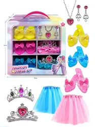 Детский косметический набор для макияжа игрушки ролевых игр ожерелье с короной носимые туфли принцессы комплект украшений