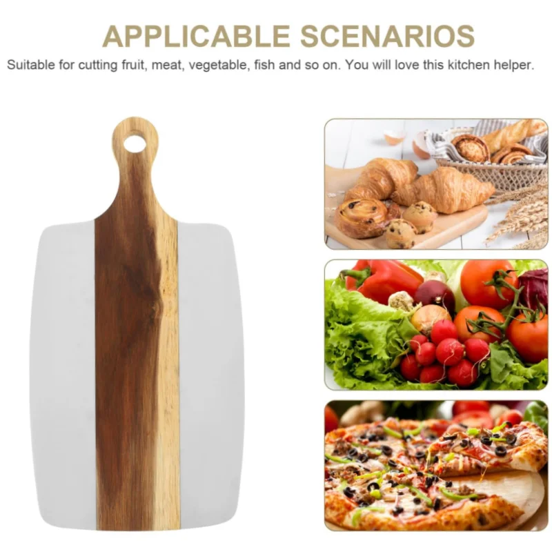 product creative chopping block dual sided wood  marble splicing cutting board for steak fruit cheese bread serving tray-34