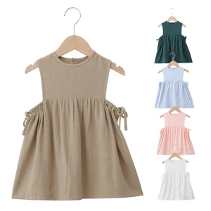 Competitive Price Available Summer Sleeveless Embroidered Elastic Waistband Adjustable Rope Design Children Girls Skirt