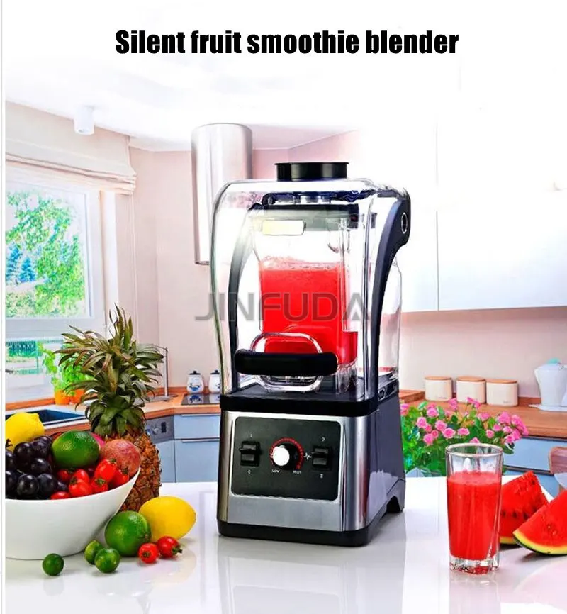 110V 220V Electric Sound Proof Cover Blender Quiet Ice Blender Smoothie  Maker Ice Crusher Juice Maker Fruit Mixer Blender